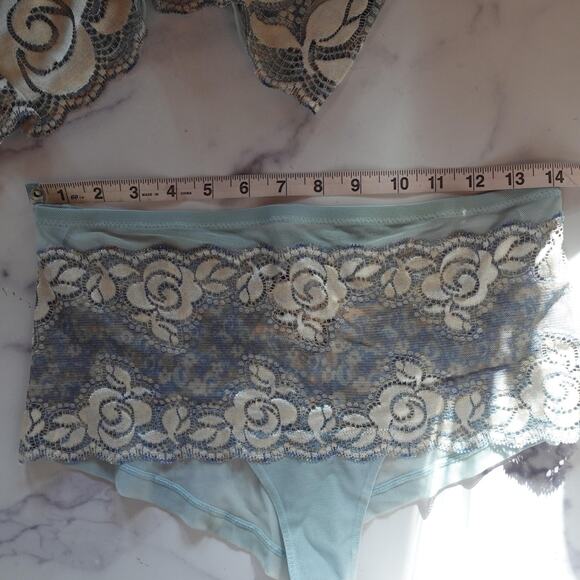 Y2K Occhi Verdi La Perla Lingerie Set Medium Blue Lace Mesh Cami Fairy Babydoll - Picture 9 of 14
